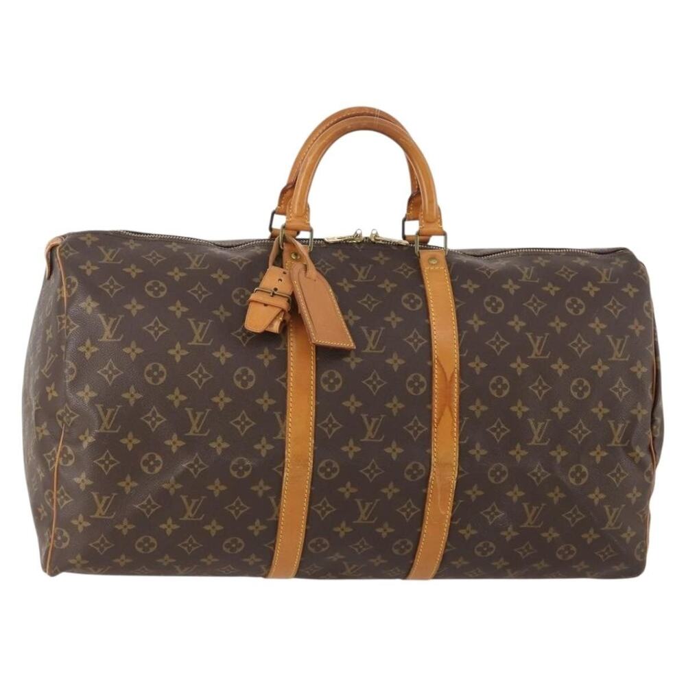 Louis Vuitton Monogram Keepall 55 Travel Bag Brown